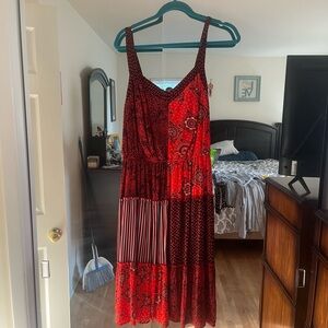Lane Bryant Red Sequin Sundress Sleeveless Midi